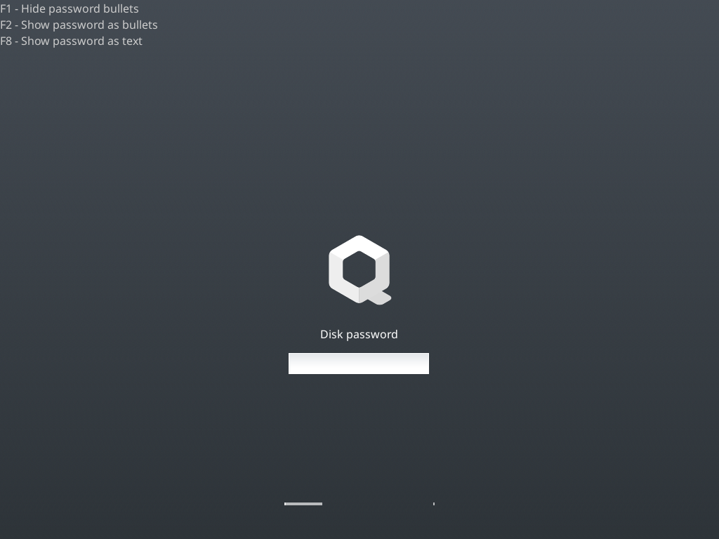 Screen to enter device decryption password
